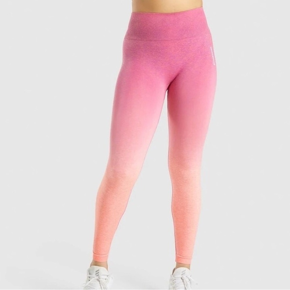 Gymshark Adapt Ombre Seamless Leggings - Orange Marl and Pink size Medium